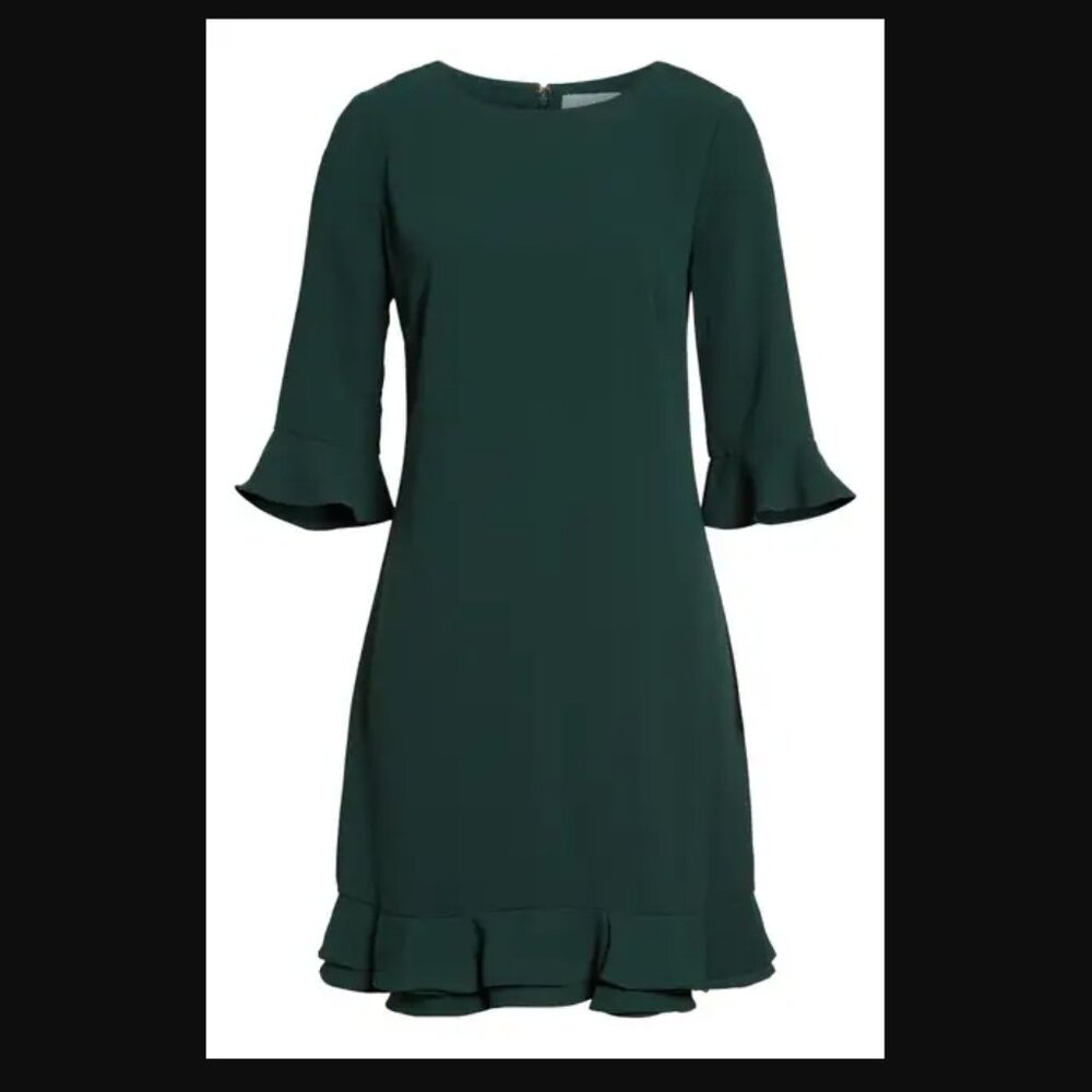 CeCe Ruffle Hem A-Line Crepe Dress